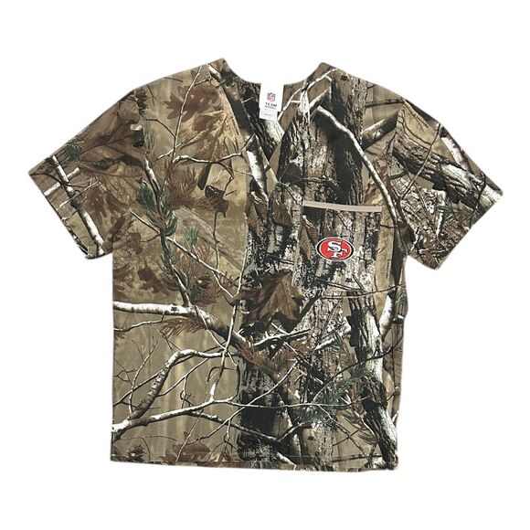 Real Tree 49ers Camo Scrub Top Mens Small - Picture 1 of 5